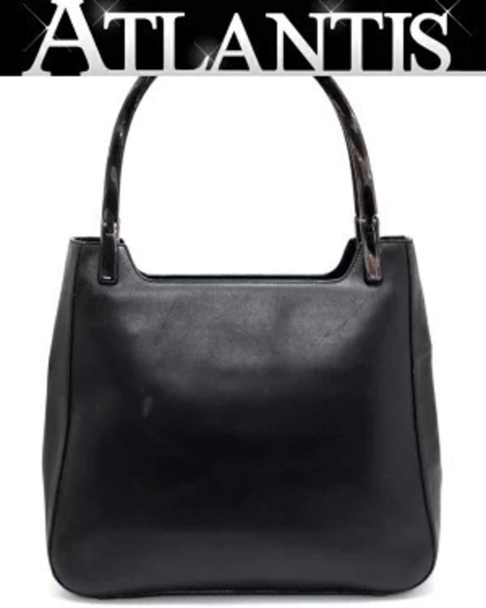 Prada Side Handbag Tote Bag Handles Leather Black
